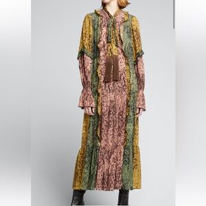 Alexis Long Sleeve Dress in Green and Pink